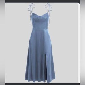 Cider Solid Satin Corset Slit Dress